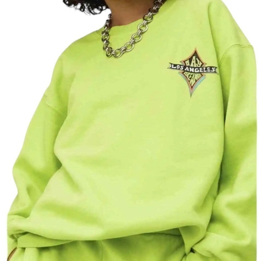 Daydreamer Winged Badge Los Angeles Sweatshirt Green Punch Oversized Small NWT